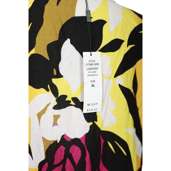 For Cynthia NWT Maxi Dress Lagenlook Linen Blend Hawaii Floral Island Beach XL - Picture 15 of 15